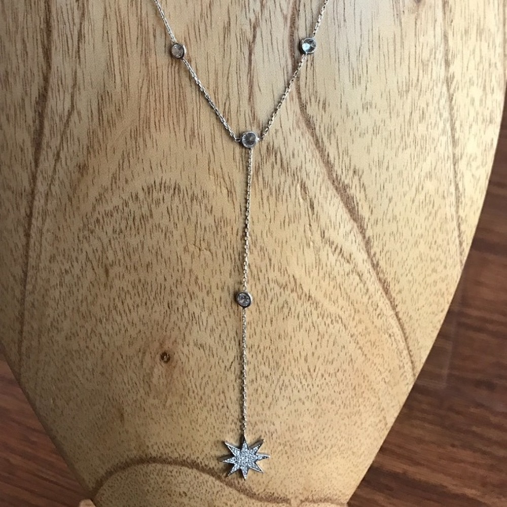 STARBURST PAVE CZ LARIAT NECKLACE